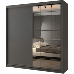 M N Furniture Collian 2 Door Grey Mirrored Sliding Wardrobe 200cm - thumbnail 2
