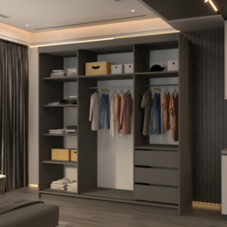 M N Furniture Collian 2 Door Grey Mirrored Sliding Wardrobe 200cm - thumbnail 3