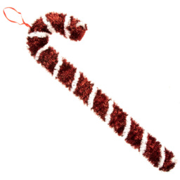 Candy Cane Lane Red and White Candy Stick Christmas Tinsel 47cm