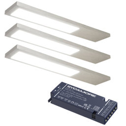 Sorrelis Zyra Cool White 3 Light Rectangle Aluminium Slim Cabinet Light Kit