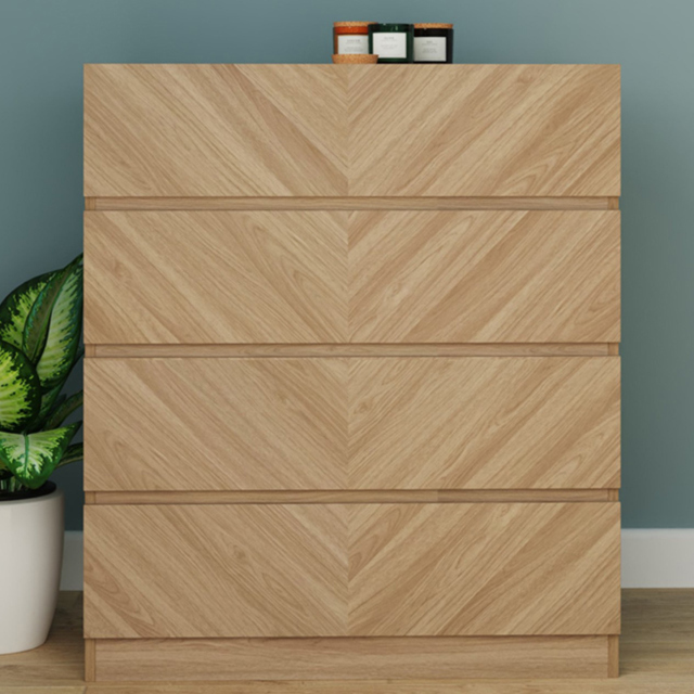 GFW Catania 4 Drawer Euro Oak Wood Chest of Drawers - image 1