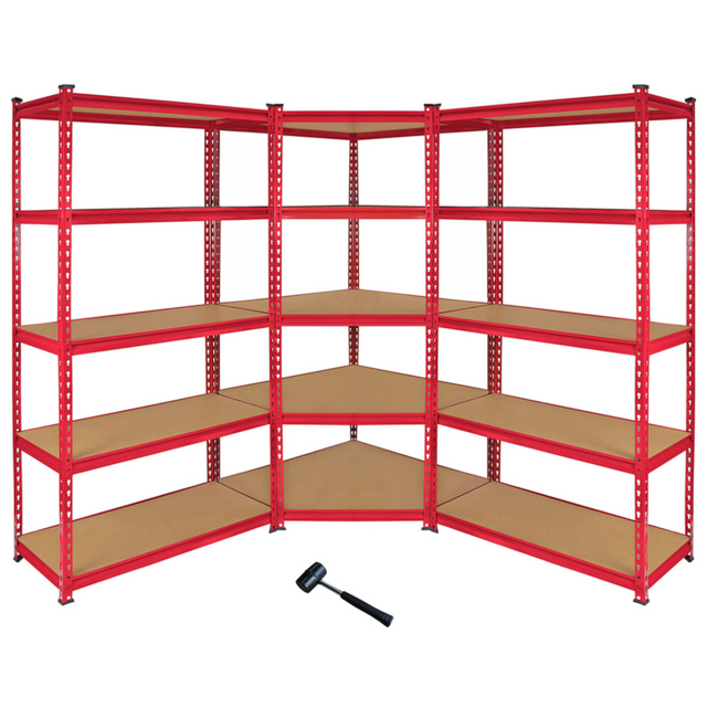 MonsterShop Z-Rax 5 Shelf Red Corner Shelving Rack 90cm Set of 3 - image 1