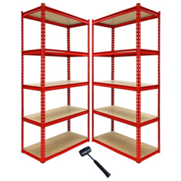 MonsterShop Z-Rax 5 Shelf Red Corner Shelving Rack 90cm Set of 3 - thumbnail 2