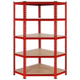 MonsterShop Z-Rax 5 Shelf Red Corner Shelving Rack 90cm Set of 3 - thumbnail 3
