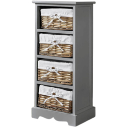 Home Source Lichfield Grey 4 Wicker Basket Drawer Storage Chest - thumbnail 2