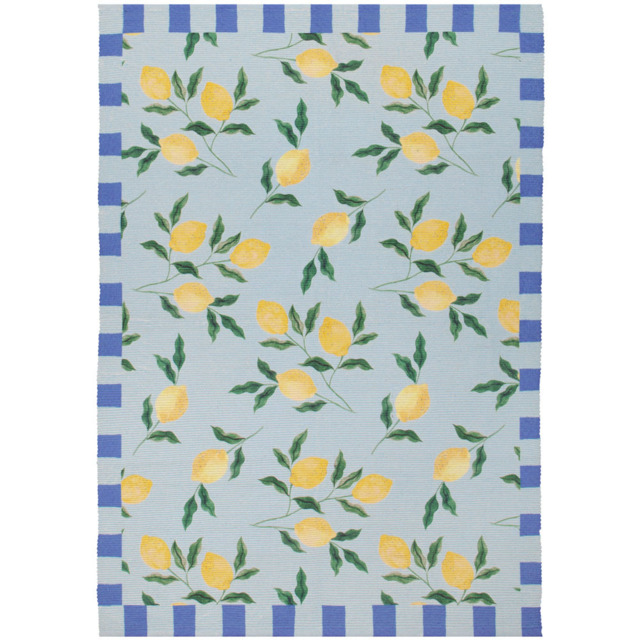 furn. Blue Lemons Printed Indoor and Outdoor Rug 120 x 120cm - image 1