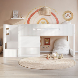 Flair Luca White 3 Drawer Ribbed Bed Frame - thumbnail 1