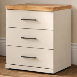 Homebase Truro Boak and White 3 Drawer Bedside Table with Slate Handles - thumbnail 1