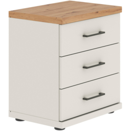 Homebase Truro Boak and White 3 Drawer Bedside Table with Slate Handles - thumbnail 2