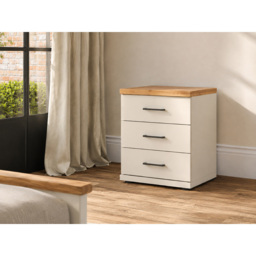 Homebase Truro Boak and White 3 Drawer Bedside Table with Slate Handles - thumbnail 4