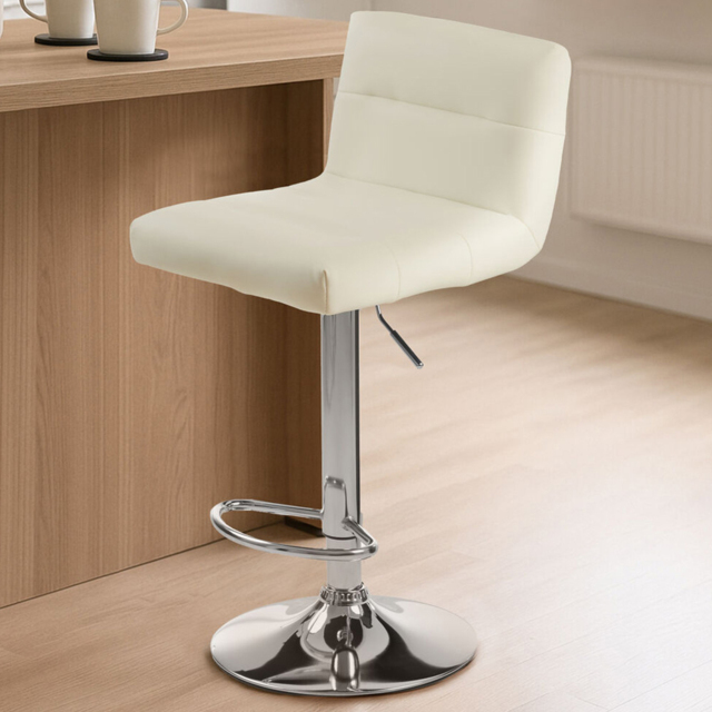 Premier Housewares Baina Chrome Base and White Seat Bar Stool - image 1