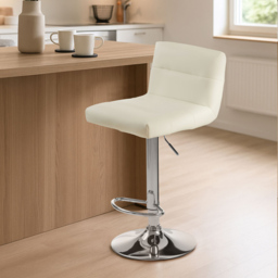Premier Housewares Baina Chrome Base and White Seat Bar Stool - thumbnail 3