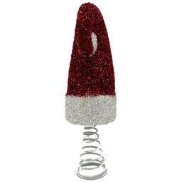 Candy Cane Lane Red and White Santa Hat Christmas Tree Topper - thumbnail 2