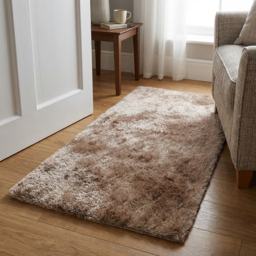 Taupe Silky Shaggy Rug 150 x 80cm - thumbnail 3