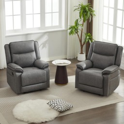 Furniture One Grey 2 Seater Manual Sectional Recliner Couches Sofa Set - thumbnail 4