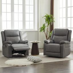 Furniture One Grey 2 Seater Manual Sectional Recliner Couches Sofa Set - thumbnail 3
