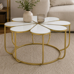 Premier Housewares Rabia Gold Finish Mirrored Top Petal Coffee Table - thumbnail 1