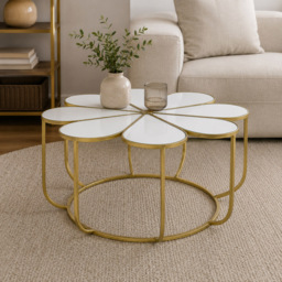 Premier Housewares Rabia Gold Finish Mirrored Top Petal Coffee Table - thumbnail 3