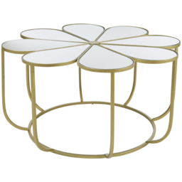 Premier Housewares Rabia Gold Finish Mirrored Top Petal Coffee Table - thumbnail 2