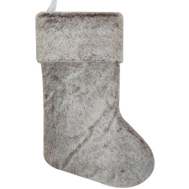 Faux Fur Noel Stocking Christmas Decoration 30cm - image 1