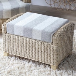 Desser Furniture Dijon Athena Stripe Natural Rattan Footstool