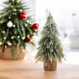 St Helens Snow Finish Mini Christmas Tree in Hessian Bag 35cm - thumbnail 2