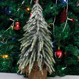 St Helens Snow Finish Mini Christmas Tree in Hessian Bag 35cm - thumbnail 3