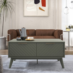 Cora 2 Drawer Green Particle Board Coffee Table - thumbnail 4