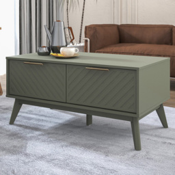 Cora 2 Drawer Green Particle Board Coffee Table