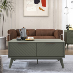 Cora 2 Drawer Green Particle Board Coffee Table - thumbnail 3