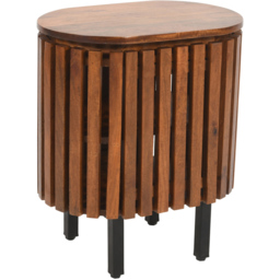 Brooklyn Slatted Single Door Mango Wood Bedside Table - thumbnail 2