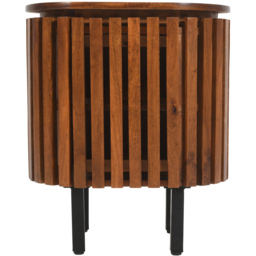 Brooklyn Slatted Single Door Mango Wood Bedside Table - thumbnail 3