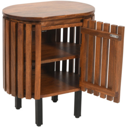 Brooklyn Slatted Single Door Mango Wood Bedside Table - thumbnail 4