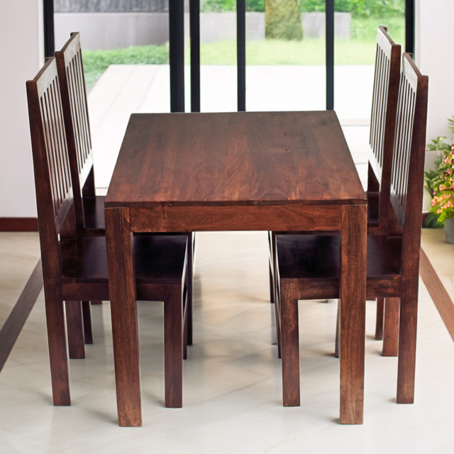 Brooklyn Nihash Toko 4 Seater Dark Mango Dining Set Brown - image 1