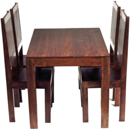 Brooklyn Nihash Toko 4 Seater Dark Mango Dining Set Brown - thumbnail 2