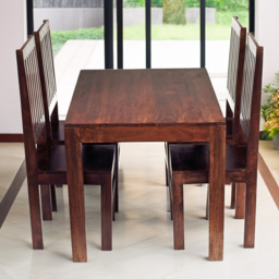 Brooklyn Nihash Toko 4 Seater Dark Mango Dining Set Brown - thumbnail 1
