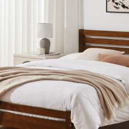 Furniturebox Cadhla Double Walnut Stain Solid Pine Bed Frame - thumbnail 2