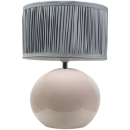 ValueLights Bosco Ruched Pleated Powder Blue Drum Shade Stone Ceramic LED Table Lamp - thumbnail 1