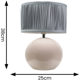 ValueLights Bosco Ruched Pleated Powder Blue Drum Shade Stone Ceramic LED Table Lamp - thumbnail 4
