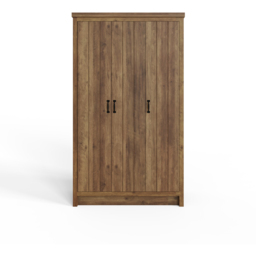 GFW Boston 3 Door Knotty Oak Wood Wardrobe - thumbnail 4