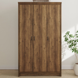 GFW Boston 3 Door Knotty Oak Wood Wardrobe - thumbnail 1
