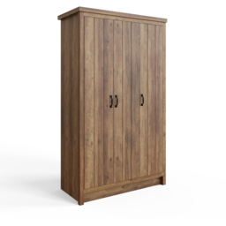 GFW Boston 3 Door Knotty Oak Wood Wardrobe - thumbnail 2