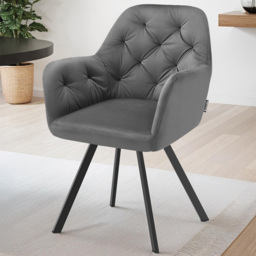 tectake Lucia Anthracite Quilted Pattern Padded Swivel Armchair Set of 2