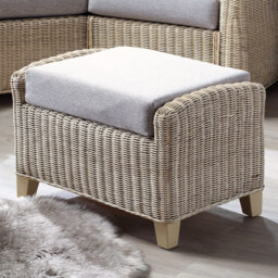 Desser Corsica Natural Rattan Biscuit Fabric Footstool with Storage Compartment