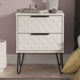 Crowndale Harlequin 2 Drawer Kashmir Matt Compact Bedside Cabinet Ready Assembled - thumbnail 1