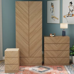GFW Catania Euro Oak Wood 3 Piece Bedroom Furniture Set