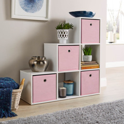 Home Source White 6 Cube Staircase Storage Shelf Unit - thumbnail 4