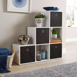 Home Source White 6 Cube Staircase Storage Shelf Unit - thumbnail 2