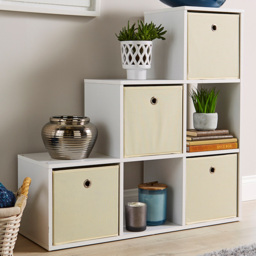 Home Source White 6 Cube Staircase Storage Shelf Unit