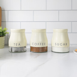 Set of 3 Stainless Steel Canisters Neutral - thumbnail 2